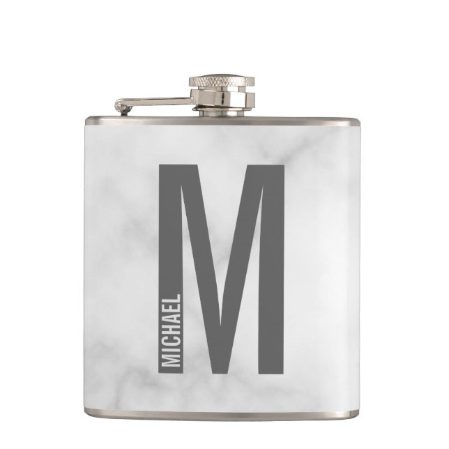 Modernes Personalisiertes Fettmonogramm und Name Flachmann (Vorderseite)