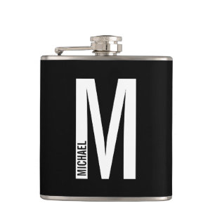 Modernes Personalisiertes Fettmonogramm und Name Flachmann
