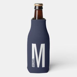 Modernes Personalisiertes Fettmonogramm und Name Flaschenkühler