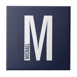 Modernes Personalisiertes Fettmonogramm und Name Fliese