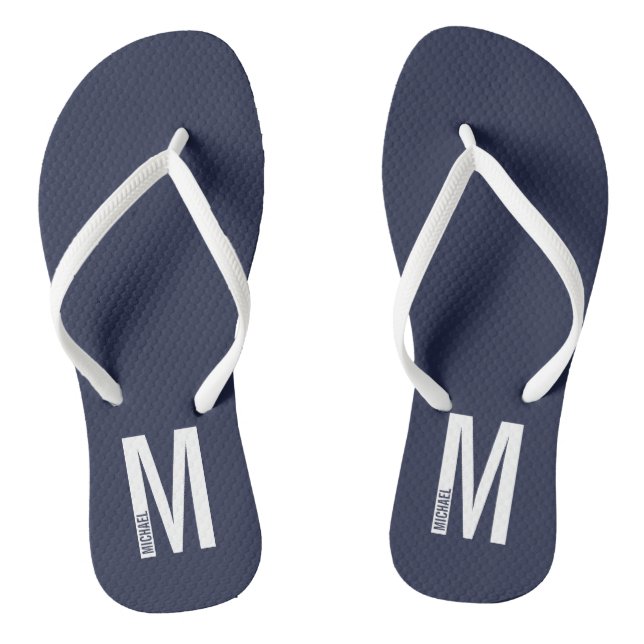 Modernes Personalisiertes Fettmonogramm und Name Flip Flops (Fußbett)