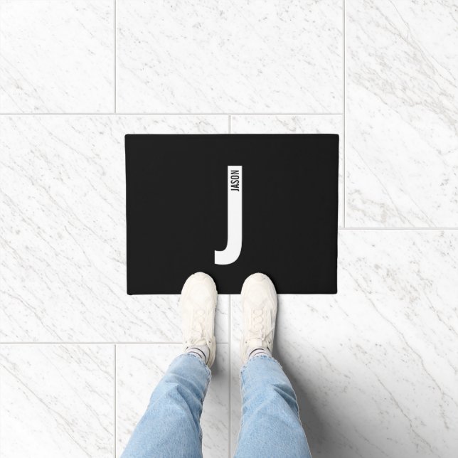 Modernes Personalisiertes Fettmonogramm und Name Fußmatte (Indoor)