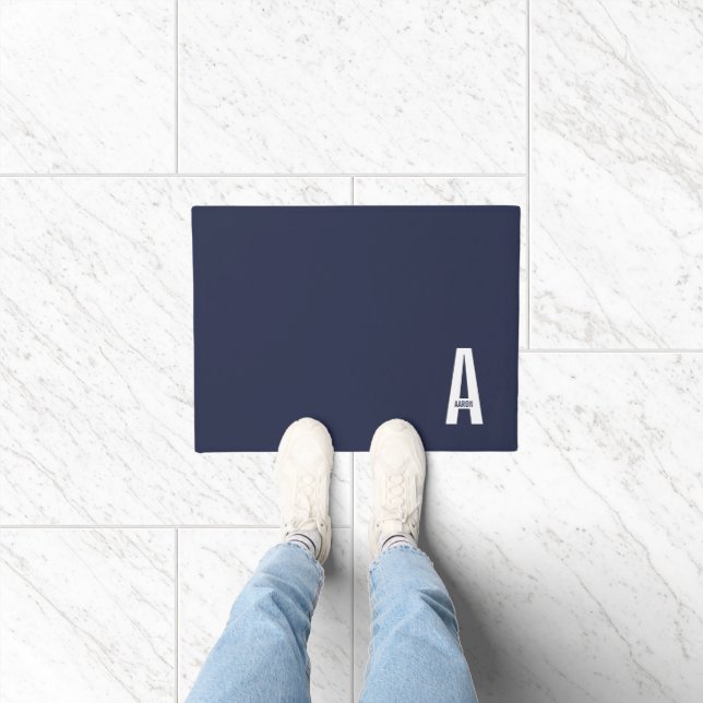 Modernes Personalisiertes Fettmonogramm und Name Fußmatte (Indoor)