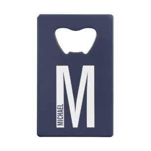 Modernes Personalisiertes Fettmonogramm und Name Geldbeutel Flaschenöffner