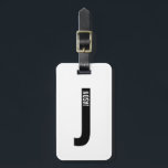 Modernes Personalisiertes Fettmonogramm und Name Gepäckanhänger<br><div class="desc">Modernes Monogram Design mit personalisiertem Monogramm Buchstaben "J" und Namen im modernen fett formatierten Sans Serif Schriftart Stil. Perfektes Geschenk für ihn,  Vatertagsgeschenk,  Trauzeuge Geschenk und vieles mehr.</div>