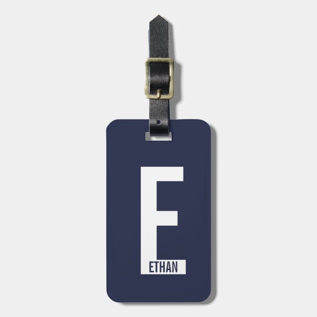 Modernes Personalisiertes Fettmonogramm und Name Gepäckanhänger (Vorderseite vertikal)