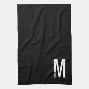 Modernes Personalisiertes Fettmonogramm und Name Geschirrtuch