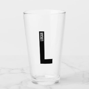 Modernes Personalisiertes Fettmonogramm und Name Glas