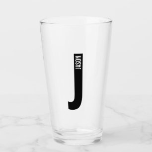 Modernes Personalisiertes Fettmonogramm und Name Glas