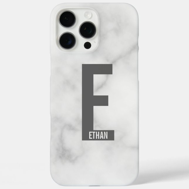 Modernes Personalisiertes Fettmonogramm und Name iPhone 16 Pro Max Hülle (Rückseite)