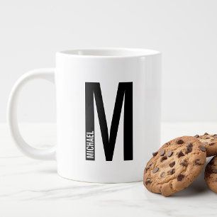 Modernes Personalisiertes Fettmonogramm und Name Jumbo-Tasse