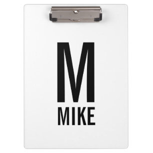 Modernes Personalisiertes Fettmonogramm und Name Klemmbrett