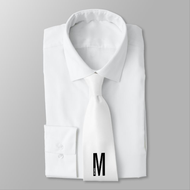 Modernes Personalisiertes Fettmonogramm und Name Krawatte (Gebunden)