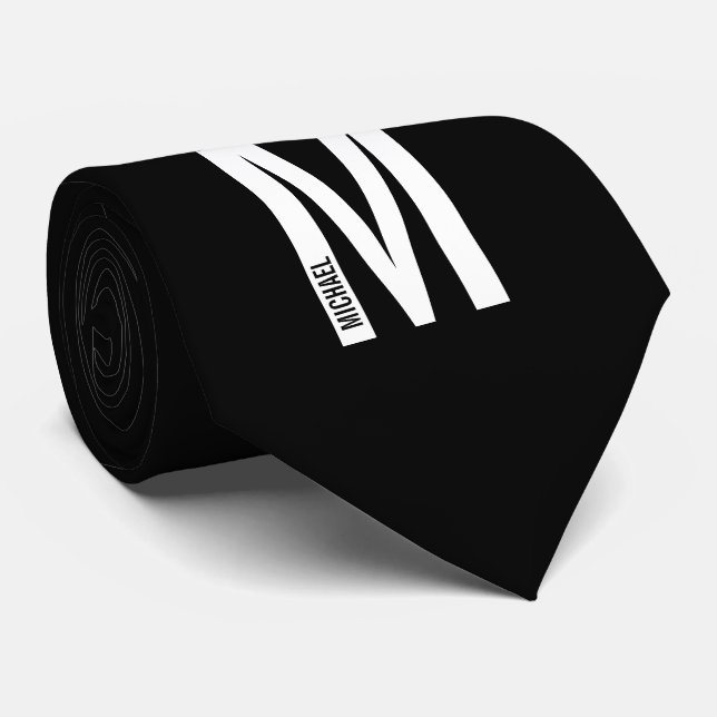 Modernes Personalisiertes Fettmonogramm und Name Krawatte (Gerollt)