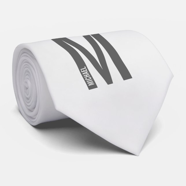 Modernes Personalisiertes Fettmonogramm und Name Krawatte (Gerollt)
