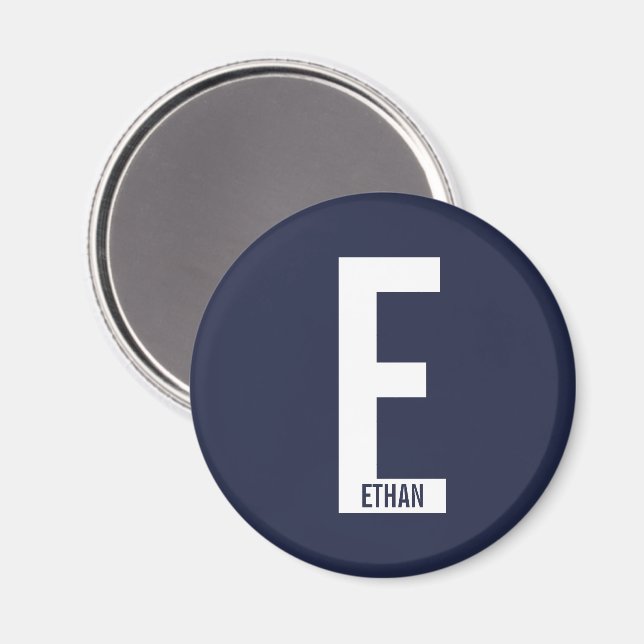 Modernes Personalisiertes Fettmonogramm und Name Magnet (Vorderseite/Rückseite)