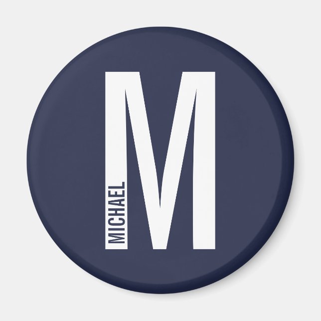 Modernes Personalisiertes Fettmonogramm und Name Magnet (Vorne)