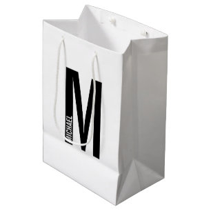Modernes Personalisiertes Fettmonogramm und Name Mittlere Geschenktüte