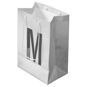 Modernes Personalisiertes Fettmonogramm und Name Mittlere Geschenktüte