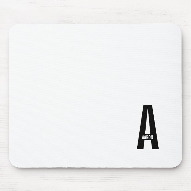 Modernes Personalisiertes Fettmonogramm und Name Mousepad (Vorne)