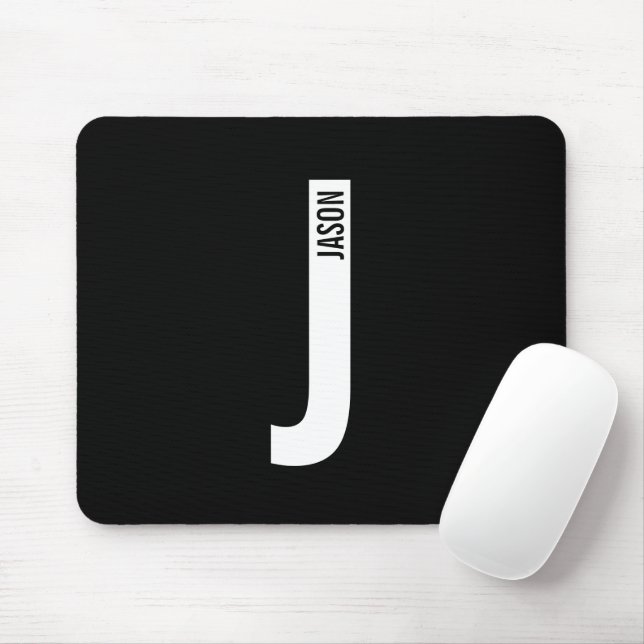 Modernes Personalisiertes Fettmonogramm und Name Mousepad (Mit Mouse)