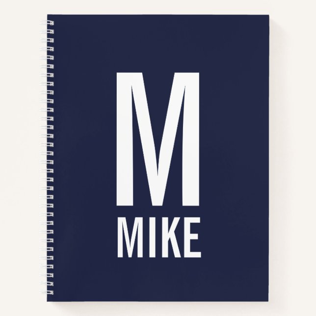Modernes Personalisiertes Fettmonogramm und Name Notizbuch (Vorderseite)