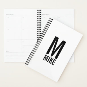 Modernes Personalisiertes Fettmonogramm und Name Planer