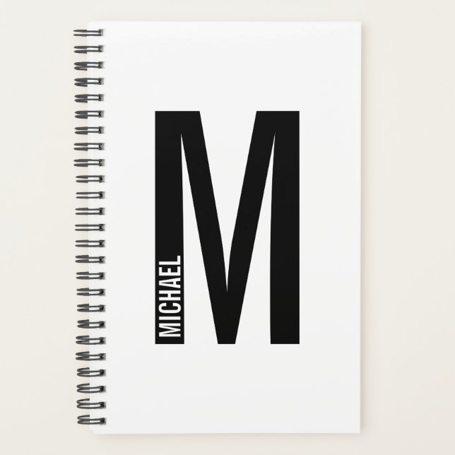Modernes Personalisiertes Fettmonogramm und Name Planer (Vorderseite)