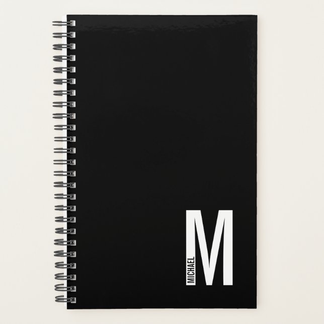 Modernes Personalisiertes Fettmonogramm und Name Planer (Vorderseite)