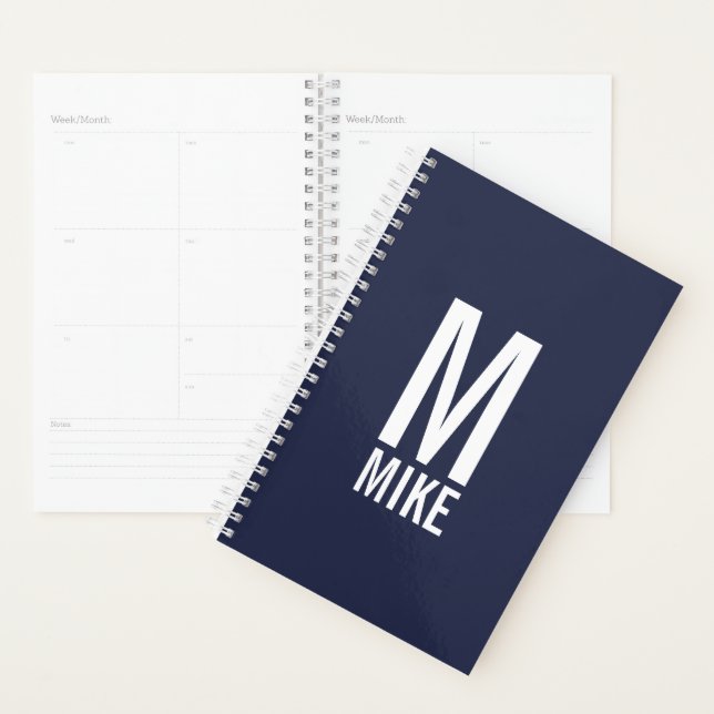 Modernes Personalisiertes Fettmonogramm und Name Planer (Anzeige)