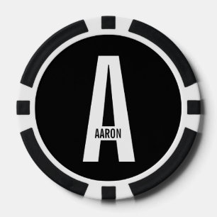 Modernes Personalisiertes Fettmonogramm und Name Pokerchips