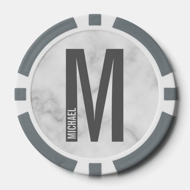 Modernes Personalisiertes Fettmonogramm und Name Pokerchips (Vorderseite)