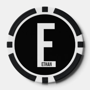 Modernes Personalisiertes Fettmonogramm und Name Pokerchips
