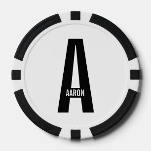 Modernes Personalisiertes Fettmonogramm und Name Pokerchips