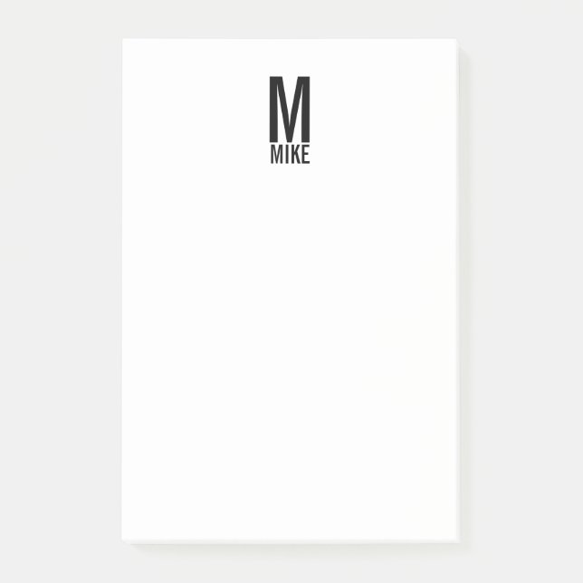 Modernes Personalisiertes Fettmonogramm und Name Post-it Klebezettel (Vorderseite)
