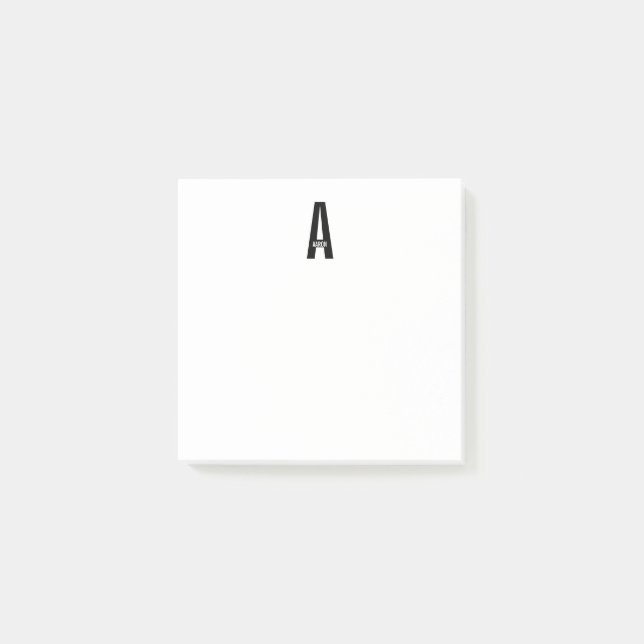 Modernes Personalisiertes Fettmonogramm und Name Post-it Klebezettel (Vorderseite)