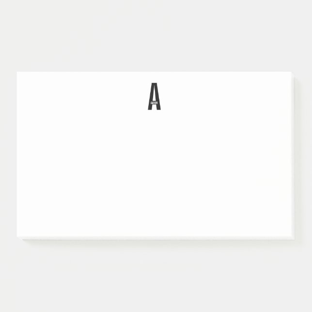 Modernes Personalisiertes Fettmonogramm und Name Post-it Klebezettel (Vorderseite)