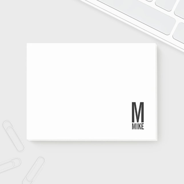 Modernes Personalisiertes Fettmonogramm und Name Post-it Klebezettel (Von Creator hochgeladen)