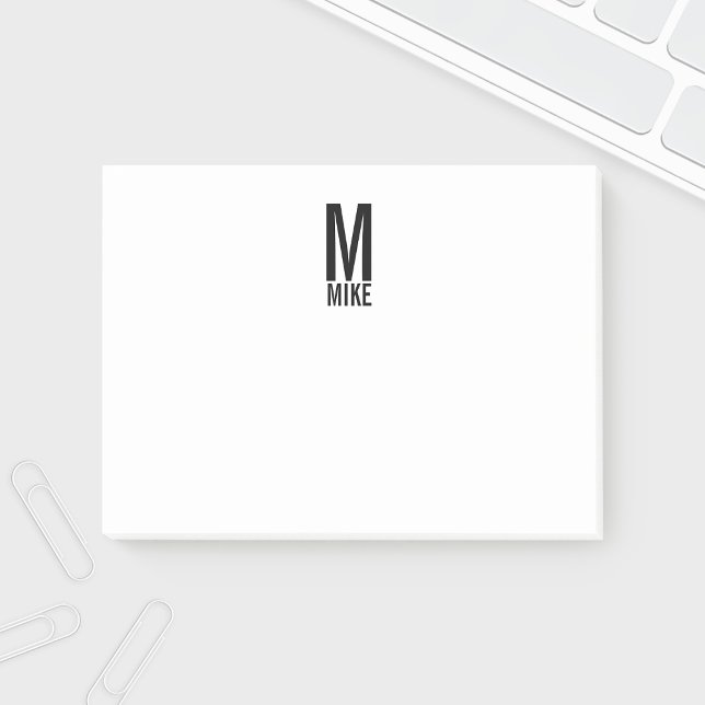 Modernes Personalisiertes Fettmonogramm und Name Post-it Klebezettel (Von Creator hochgeladen)