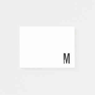 Modernes Personalisiertes Fettmonogramm und Name Post-it Klebezettel