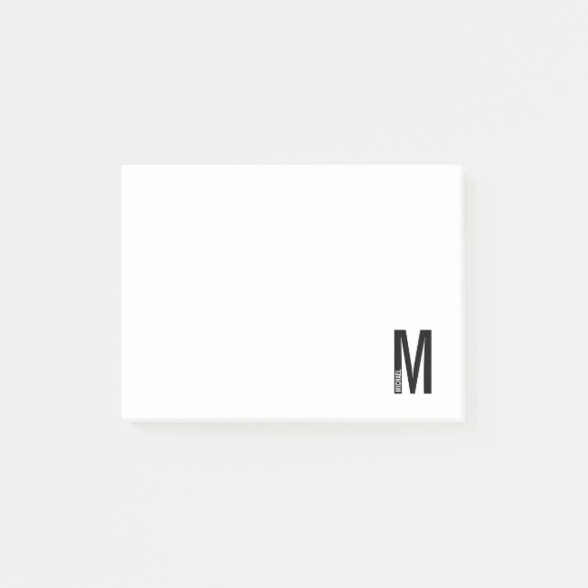 Modernes Personalisiertes Fettmonogramm und Name Post-it Klebezettel (Vorderseite)