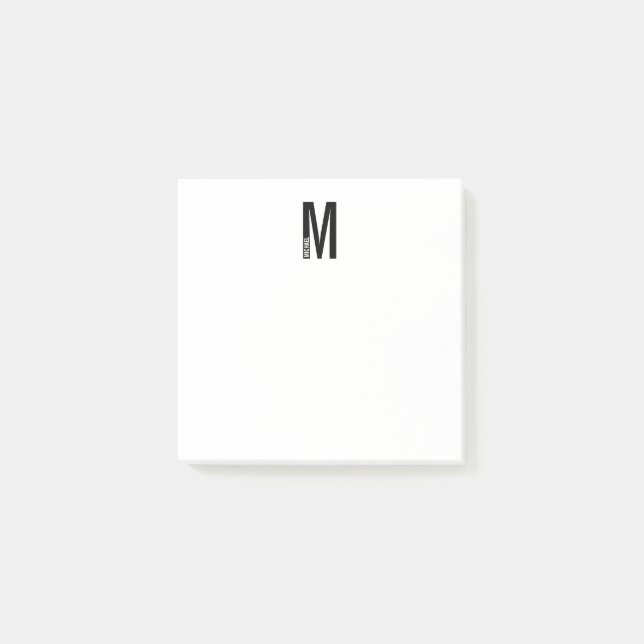 Modernes Personalisiertes Fettmonogramm und Name Post-it Klebezettel (Vorderseite)