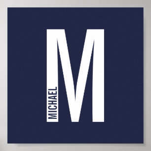 Modernes Personalisiertes Fettmonogramm und Name Poster
