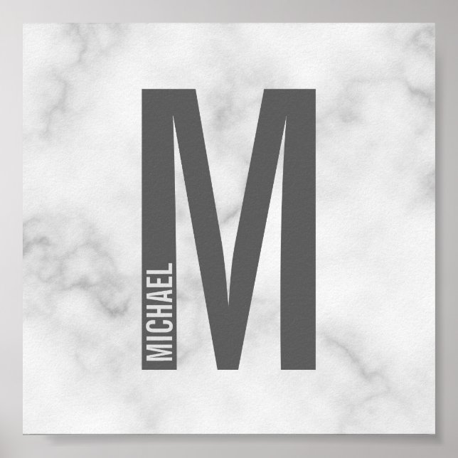 Modernes Personalisiertes Fettmonogramm und Name Poster (Vorne)