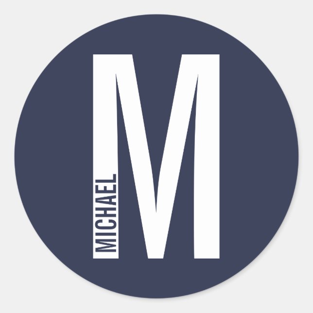 Modernes Personalisiertes Fettmonogramm und Name Runder Aufkleber (Vorderseite)