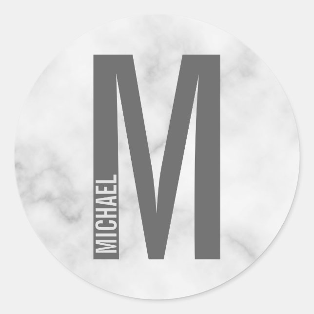 Modernes Personalisiertes Fettmonogramm und Name Runder Aufkleber (Vorderseite)