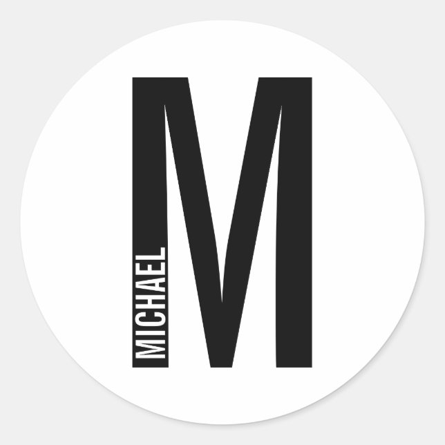 Modernes Personalisiertes Fettmonogramm und Name Runder Aufkleber (Vorderseite)