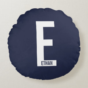 Modernes Personalisiertes Fettmonogramm und Name Rundes Kissen