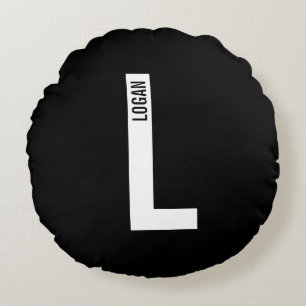 Modernes Personalisiertes Fettmonogramm und Name Rundes Kissen