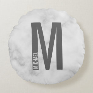 Modernes Personalisiertes Fettmonogramm und Name Rundes Kissen